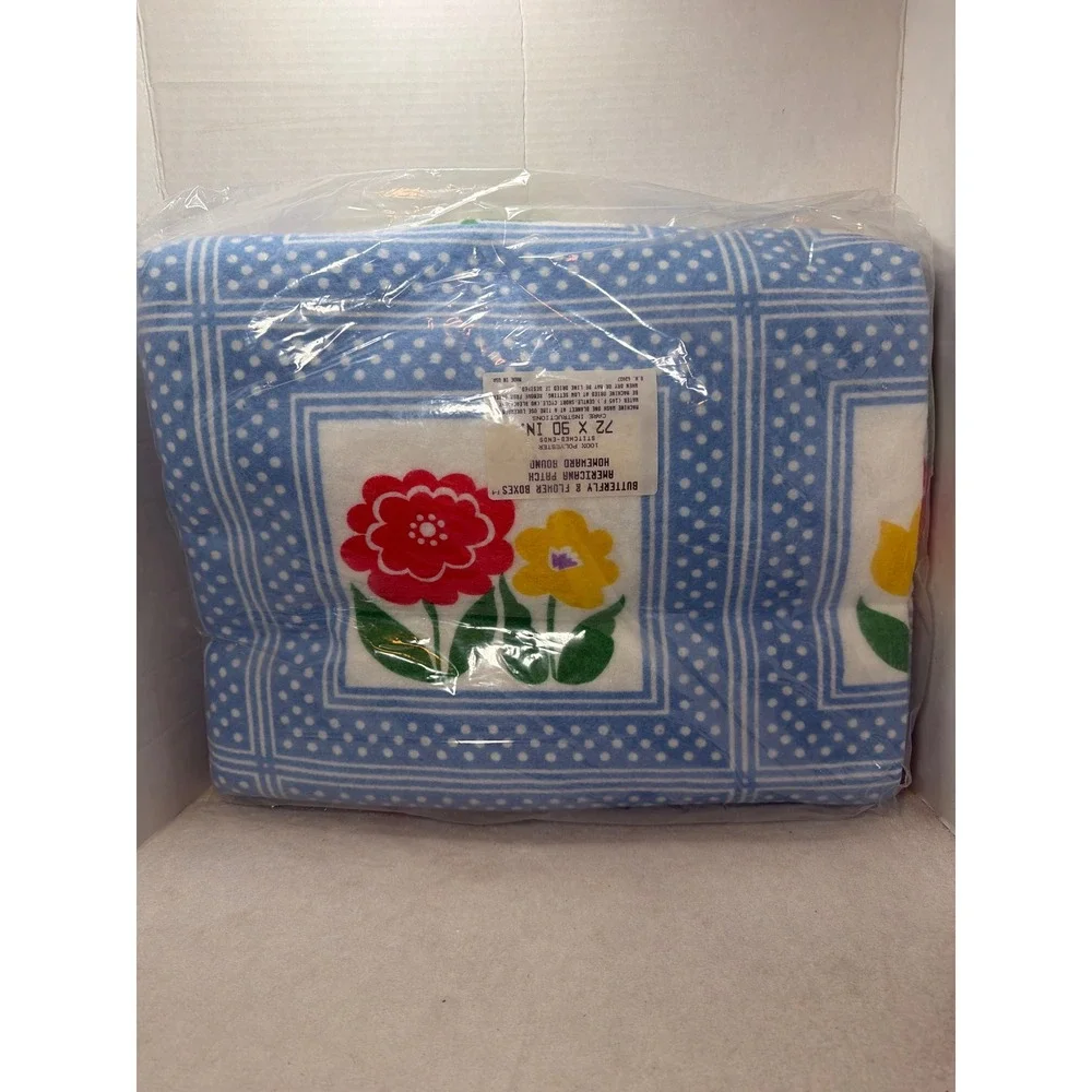 NOS VTG Charles Owen Blanket Americana‎ Patch Homeward Bound 72x90 Floral